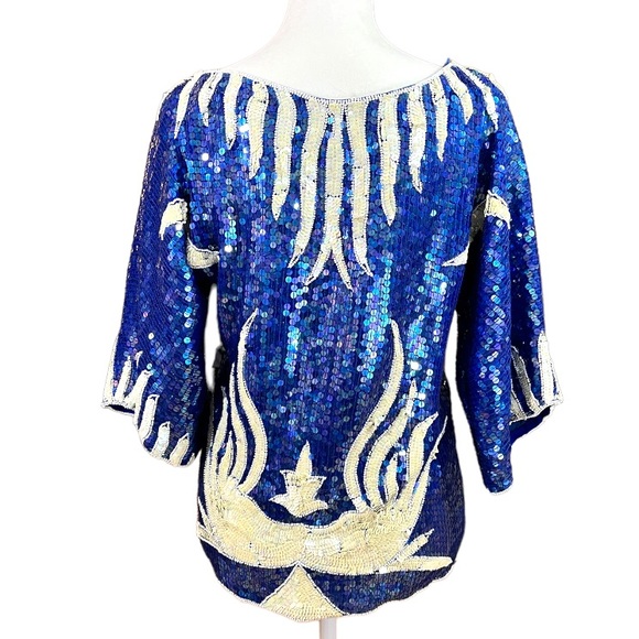 COPY - Vintage silk sequenced blouse approximate size is roomy small/med - Picture 3 of 6